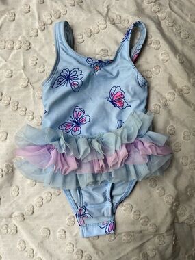 Cat & Jack Light Blue Butterfly Tutu One-Piece Swimsuit